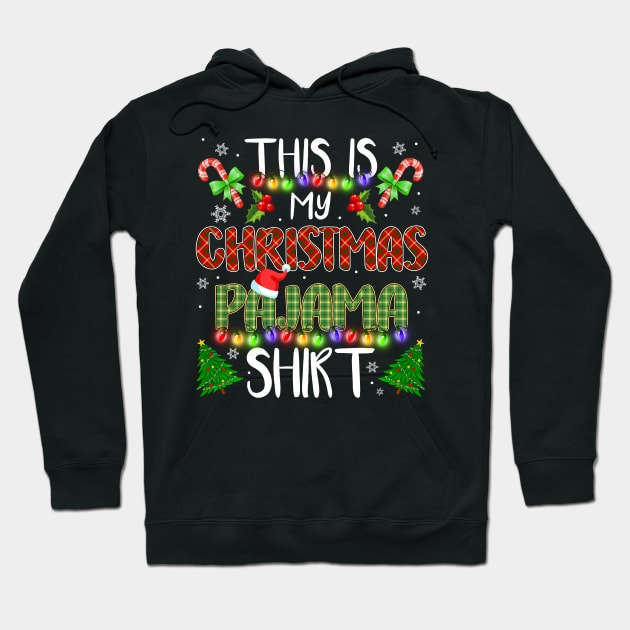 this is my christmas pajama shirt christmas tree santa lights Hoodie by TeesCircle